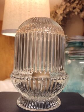 Homco Clear Ribbed Glass Fairy Lamp Perfect Condition So Cool